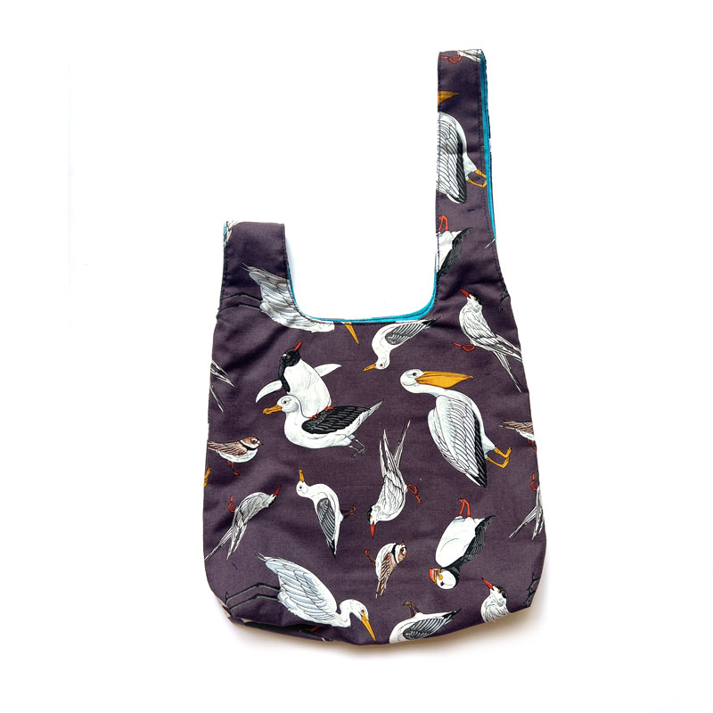 Sea Birds Print Japanese Knot Bag - Sewn by Sara